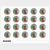 Dachshund Hond in Sneeuw met Kerstmis Ronde Sticker (Vel)