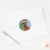 Dachshund Hond in Sneeuw met Kerstmis Ronde Sticker (Envelop)