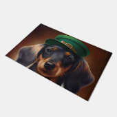 Dachshund hond in St. Patrick's Day jurk Deurmat (Schuin)