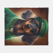 Dachshund hond in St. Patrick's Day jurk Fleece Deken (Voorkant (Horizontaal))