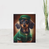 Dachshund-hond in St. Patrick's Day-jurk Kaart (Voorkant)