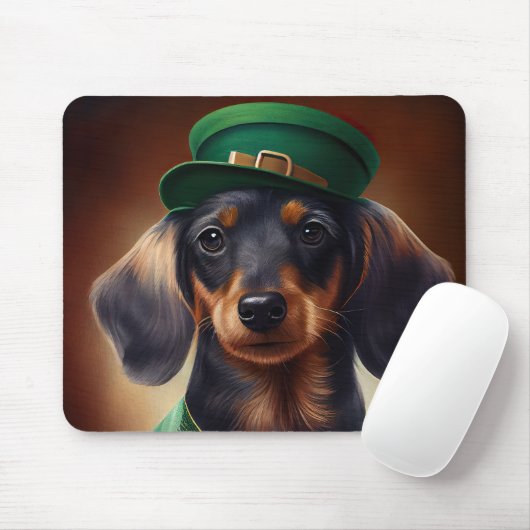 Dachshund hond in St. Patrick's Day jurk Muismat (Met muis)