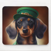 Dachshund hond in St. Patrick's Day jurk Muismat (Voorkant)