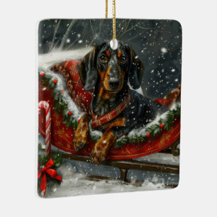 Dachshund Hond Kerst Festief Keramisch Ornament