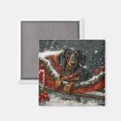 Dachshund Hond Kerst Festief Magneet (Voorkant / Achterkant)