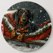 Dachshund Hond Kerst Festief Ronde Button 6,0 Cm (Voorkant)