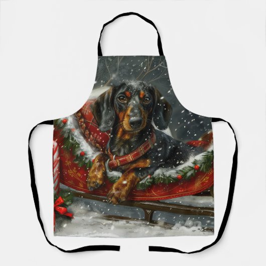 Dachshund Hond Kerst Festief Schort (Voorkant)