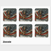 Dachshund Hond Kerst Festief Vierkante Sticker (Vel)