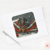 Dachshund Hond Kerst Festief Vierkante Sticker (Envelop)