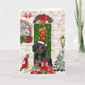 Dachshund Hond Kerst Kaart (Voorkant)