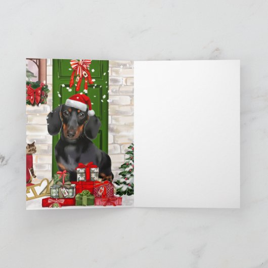 Dachshund Hond Kerst Kaart (Binnen)