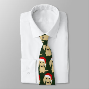 Dachshund Hond Kerst Langharig Crème Doxie Stropdas