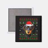 Dachshund Hond Kerst Ugly Sweater Sinterklaas Volw Magneet (Voorkant / Achterkant)