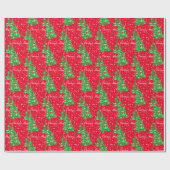 Dachshund hond Kerstboom Kerst rood Cadeaupapier (Vlak)