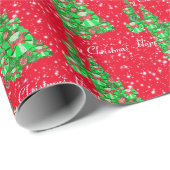 Dachshund hond Kerstboom Kerst rood Cadeaupapier (Rol Hoek)