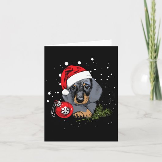 Dachshund hond Kerstboom Licht Sinterklaas Kerstmi Kaart (Voorkant)