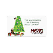 Dachshund Hond Kerstboom Retouradres Label (Voorkant)