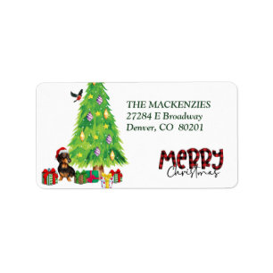Dachshund Hond Kerstboom Retouradres Label