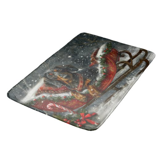 Dachshund Hond Kerstfeest Badmat (Gekanteld)