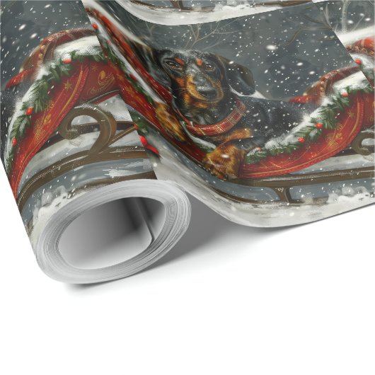 Dachshund Hond Kerstfeest Cadeaupapier (Rol Hoek)