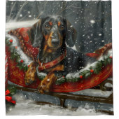 Dachshund Hond Kerstfeest Douchegordijn (Voorkant)