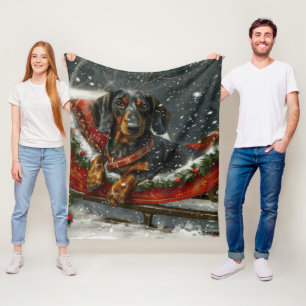 Dachshund Hond Kerstfeest Fleece Deken