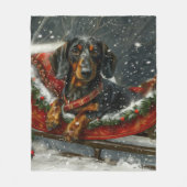 Dachshund Hond Kerstfeest Fleece Deken (Voorkant)