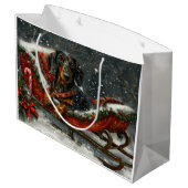 Dachshund Hond Kerstfeest Groot Cadeauzakje (Achterkant Gekanteld)