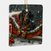 Dachshund Hond Kerstfeest Keramisch Ornament (Rechts)