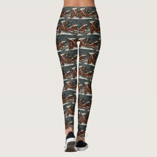 Dachshund Hond Kerstfeest Leggings (Achterkant)