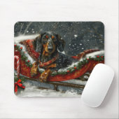 Dachshund Hond Kerstfeest Muismat (Met muis)