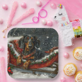 Dachshund Hond Kerstfeest Papieren Bordje (Feest)