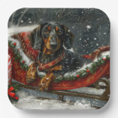 Dachshund Hond Kerstfeest Papieren Bordje (Voorkant)