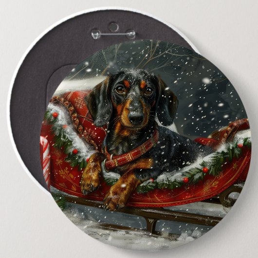 Dachshund Hond Kerstfeest Ronde Button 6,0 Cm (Voorkant /achterkant)