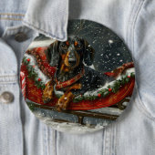 Dachshund Hond Kerstfeest Ronde Button 6,0 Cm (In situ)