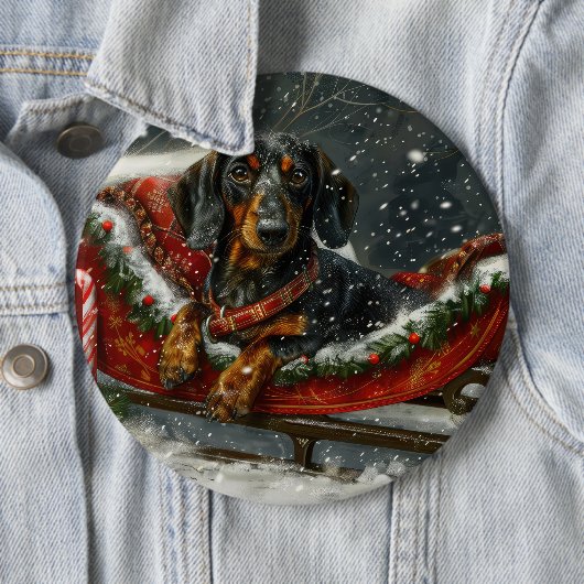 Dachshund Hond Kerstfeest Ronde Button 6,0 Cm (In situ)