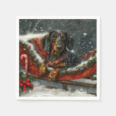 Dachshund Hond Kerstfeest Servet (Voorkant)