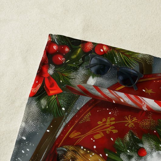 Dachshund Hond Kerstfeest Strandlaken (In situ)