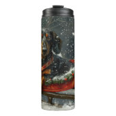 Dachshund Hond Kerstfeest Thermosbeker (Voorkant)