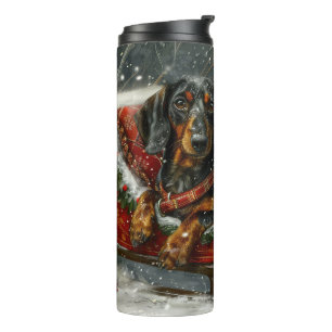 Dachshund Hond Kerstfeest Thermosbeker