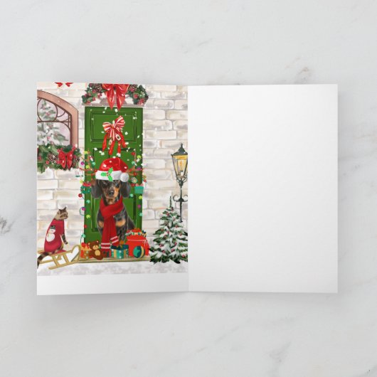 Dachshund Hond Kerstmis   Kaart (Binnen)