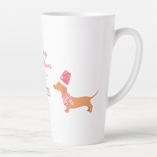 Dachshund Hond Kerstmis Latte Mok (Rechts)