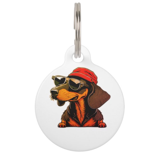 Dachshund hond label voor Dachshund liefhebbers Huisdierpenning (Voorkant)