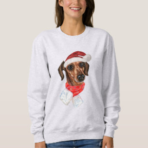 Dachshund-hond met Kerstman-muts T-shirt Bab