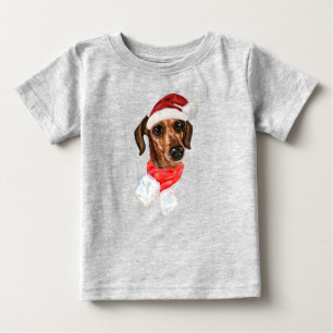 Dachshund-hond met Kerstman Sinterklaas Hoed T-Shi