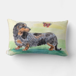 Dachshund hond met vlinder kussen