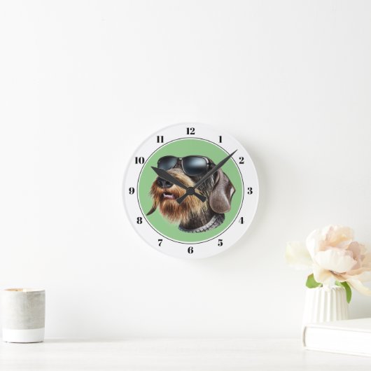 Dachshund-hond met zonnebril Rond kleed Ronde Klok (Huis)