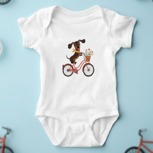 Dachshund-hond op fiets romper