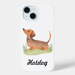 Dachshund-hond   Op maat gemaakte watercolor hond iPhone 15 Case