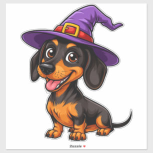 Dachshund Hond Paarse Tovenaars Hoed Mopshond Hall Sticker